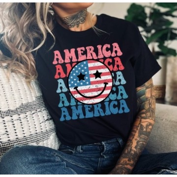 koszulka USA AMERYKA CZARNA DAMSKA