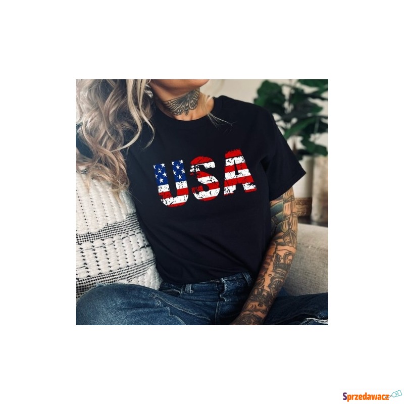 koszulka USA AMERYKA CZARNA DAMSKA - Bluzki, koszule - Bytom