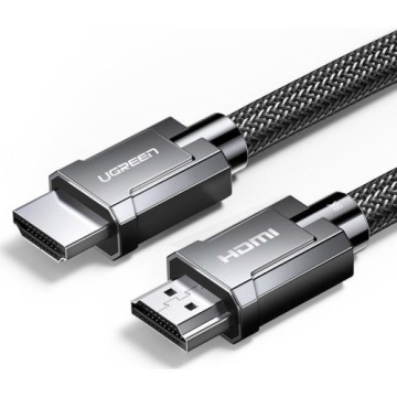Kabel nylonowy Ugreen przewód HDMI 2.1, HD135 8k / 60Hz, 3 m, szary