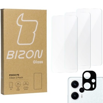 3x Szkło + szybka na aparat BIZON Clear 2 Pack do Xiaomi Poco F5