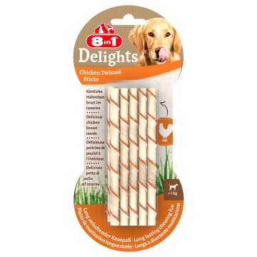 8in1 Delights Twisted Sticks dla małych psów, kurczak - 20 szt.
