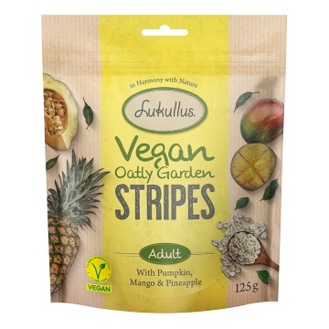 Korzystny pakiet Lukullus Vegan Oatly Garden Stripes - Z dynią, mango i ananasem, 3 x 125 g