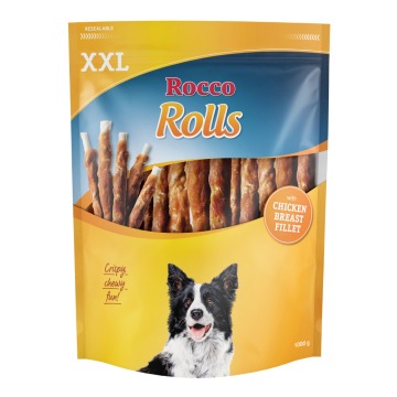Rocco Rolls XXL pałeczki do żucia - Filet z piersi kurczaka, 2 x 1kg