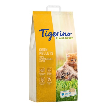 Tigerino Plant-Based, żwirek na bazie kukurydzy- Sensitive, bezzapachowy - 2 x 14 l