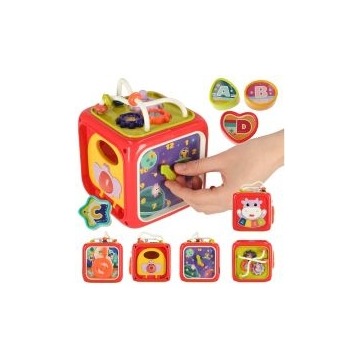  Zabawka edukacyjna interaktywna sensoryczna manipulacyjna kostka sorter klocków 