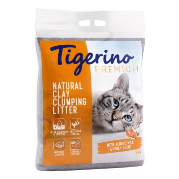 Tigerino Premium, żwirek dla kota – zapach mleka migdałowego i miodu - 2 x 12 kg