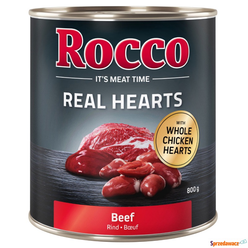 Rocco Real Hearts, 6 x 800 g - Wołowina z całymi... - Karmy dla psów - Poznań