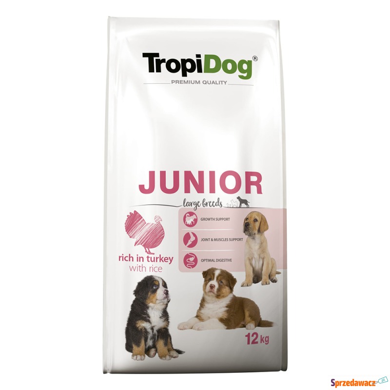 Tropidog Premium Junior Large, indyk i ryż - 2... - Karmy dla psów - Lublin
