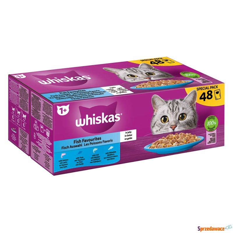 Pakiet Whiskas 1+ Adult, saszetki, 48 x 85 g -... - Karmy dla kotów - Toruń