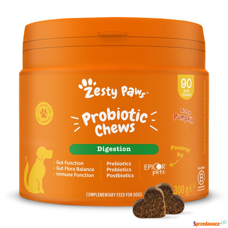 Zesty Paws Probiotic Chews, z dynią - 90 tabletek... - Akcesoria dla psów - Włocławek