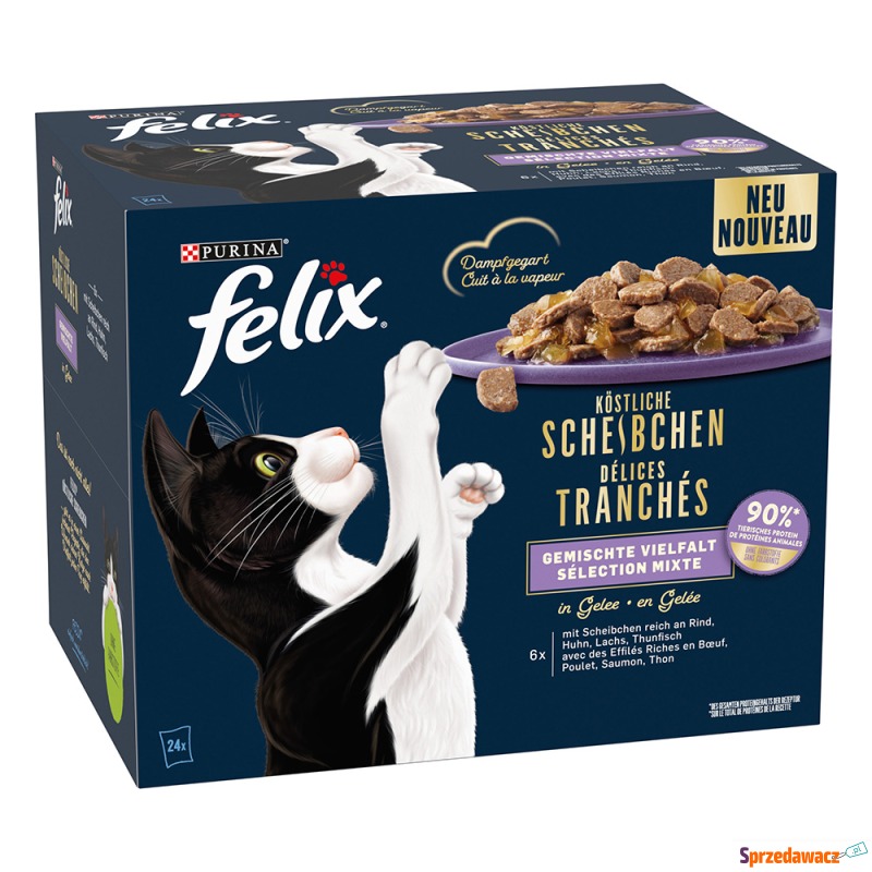 Felix Deliciously Sliced, w galarecie, 24 x 80... - Karmy dla kotów - Ciechanów