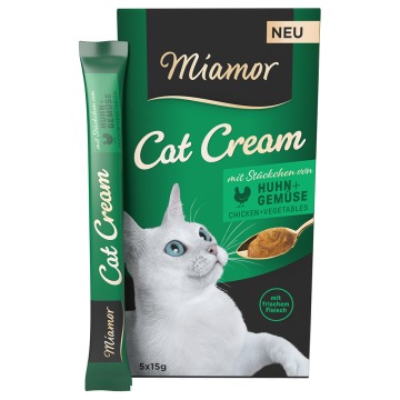 Miamor Cat Cream, kurczak i warzywa - 5 x 15 g
