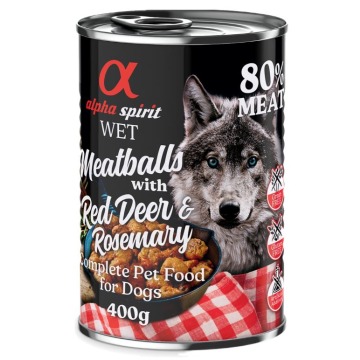 alpha spirit Dog Meatballs, 6 x 400 g - Jeleń szlachetny z rozmarynem