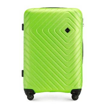 Wittchen - Średnia walizka z ABS-u z geometrycznym tłoczeniem limonkowa