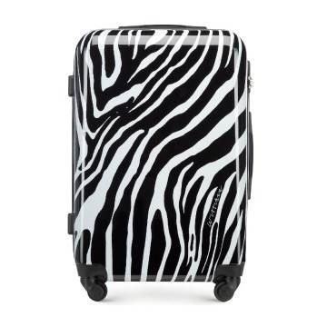 Wittchen - Średnia walizka z ABS-u z nadrukiem biało-czarna