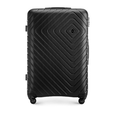 Wittchen - Duża walizka z ABS-u z geometrycznym tłoczeniem czarna
