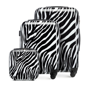 Wittchen - Komplet walizek z ABS-u w zwierzęcy wzór biało-czarny