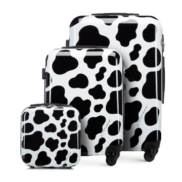 Wittchen - Komplet walizek z ABS-u w zwierzęcy wzór czarno-biały