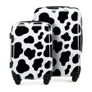 Wittchen - Zestaw walizek z ABS-u w zwierzęcy wzór czarno-biały