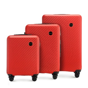 Wittchen - Zestaw walizek z ABS-u w ukośne paski czerwony