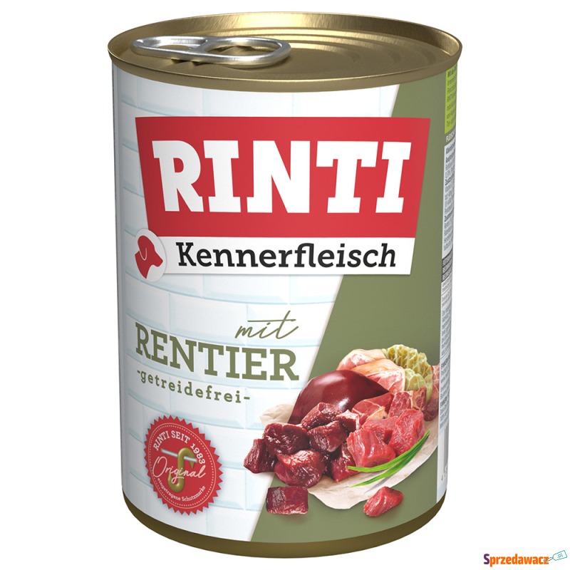 Megapakiet RINTI Kennerfleisch, 24 x 400 g - Renifer - Karmy dla psów - Poznań