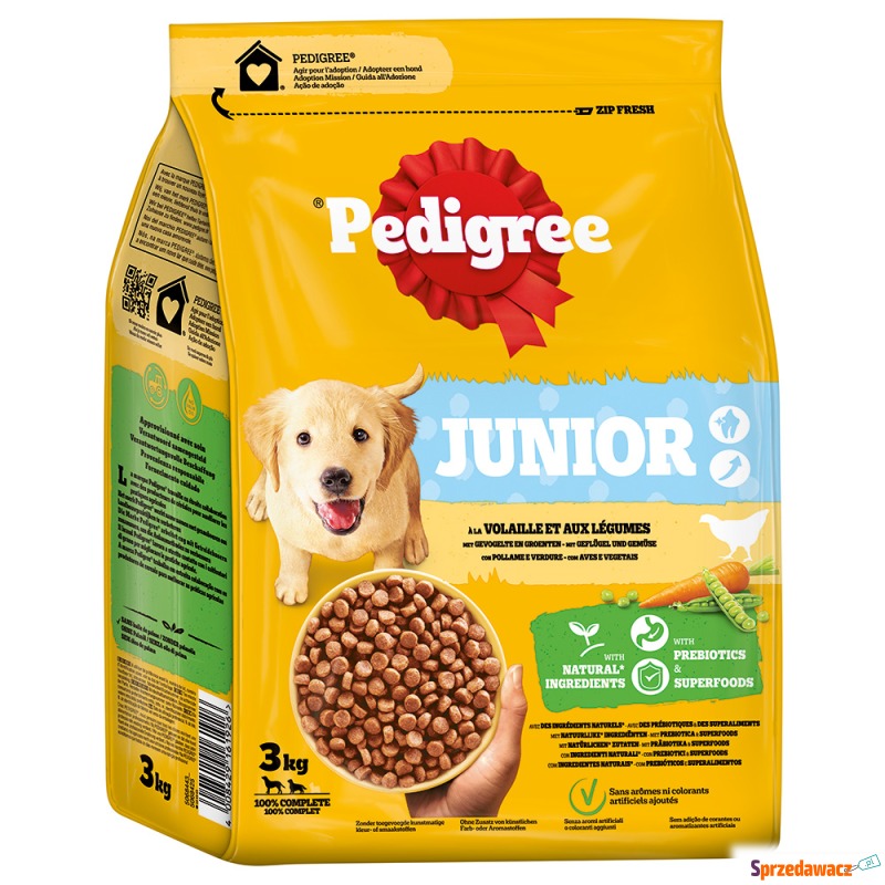 Pedigree Junior, drób z warzywami - 3 kg - Karmy dla psów - Krupniki