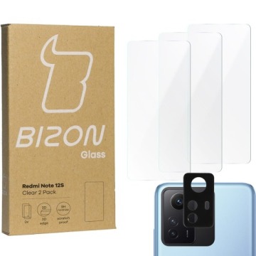 3x Szkło + szybka na aparat BIZON Clear 2 Pack do Redmi Note 12S