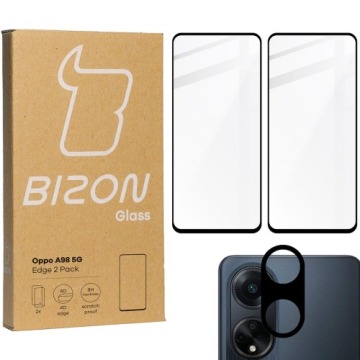2x Szkło + szybka na aparat BIZON Edge 2 Pack do Oppo A98 5G
