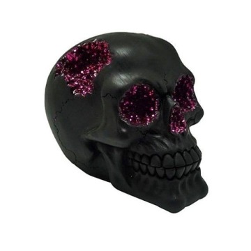 Czarna czaszka fioletowy kryształ - figurka dekoracyjna
