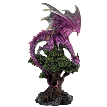 Fioletowy smok na drzewie - figurka wys.31cm