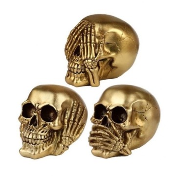 Trzy mądre czaszki złote - zestaw małych figurek