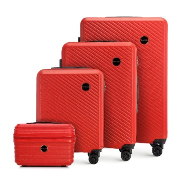 Wittchen - Komplet walizek z ABS-u w ukośne paski czerwony