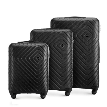 Wittchen - Zestaw walizek z ABS-u z geometrycznym tłoczeniem czarny