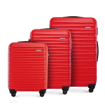 Wittchen - Zestaw walizek z ABS-u z żebrowaniem czerwony