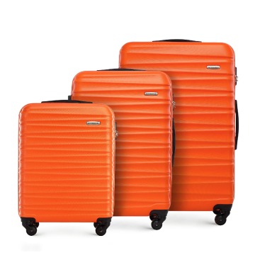 Wittchen - Zestaw walizek z ABS-u z żebrowaniem pomarańczowy