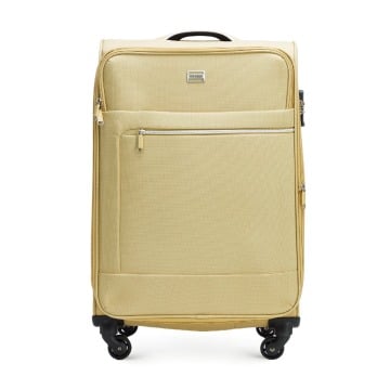 Wittchen - Średnia walizka miękka z błyszczącym suwakiem z przodu beżowa