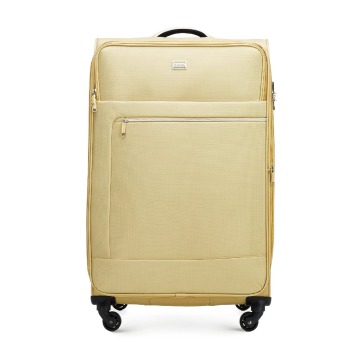 Wittchen - Duża walizka miękka z błyszczącym suwakiem z przodu beżowa