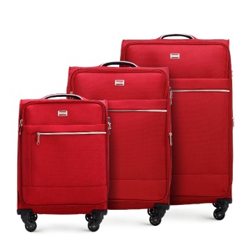 Wittchen - Zestaw walizek miękkich z błyszczącym suwakiem z przodu czerwony