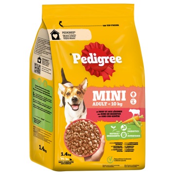 Pedigree Mini Adult <10kg, z wołowiną i warzywami - 6 x 1,4 kg