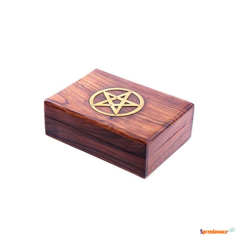 Szkatułka z drewna ozdobiona pentagramem 17.5cm - Szkatułki - Sandomierz