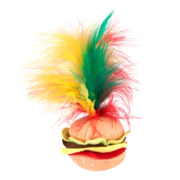 Zabawka dla kota Crinkle Burger, z piórami - 1 szt.