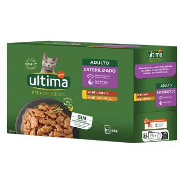 Ultima Cat Fit & Delicious, 12 x 85 g - Kurczak i wołowina