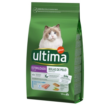 Ultima Feline Sterilized Hairball z pstrągiem - 4,5 kg (3 x 1,5 kg)