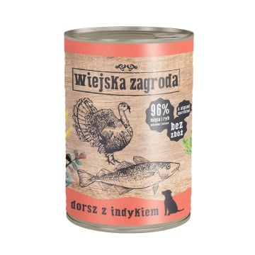 Korzystny pakiet Wiejska Zagroda, mokra karma dla psa, 24 x 400 g - Dorsz z indykiem