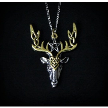 Naszyjnik jeleń beltane - jeleń z pentagramem