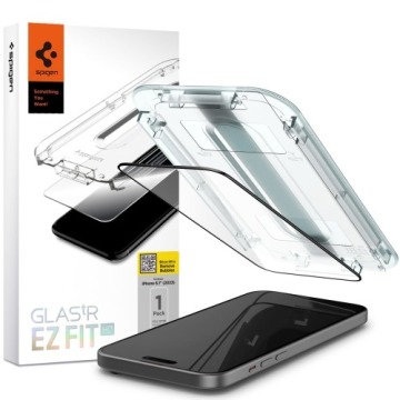 Szkło do etui + Aplikator Spigen Glas.tR EZ Fit FC 1-Pack do iPhone 15, z czarną ramką