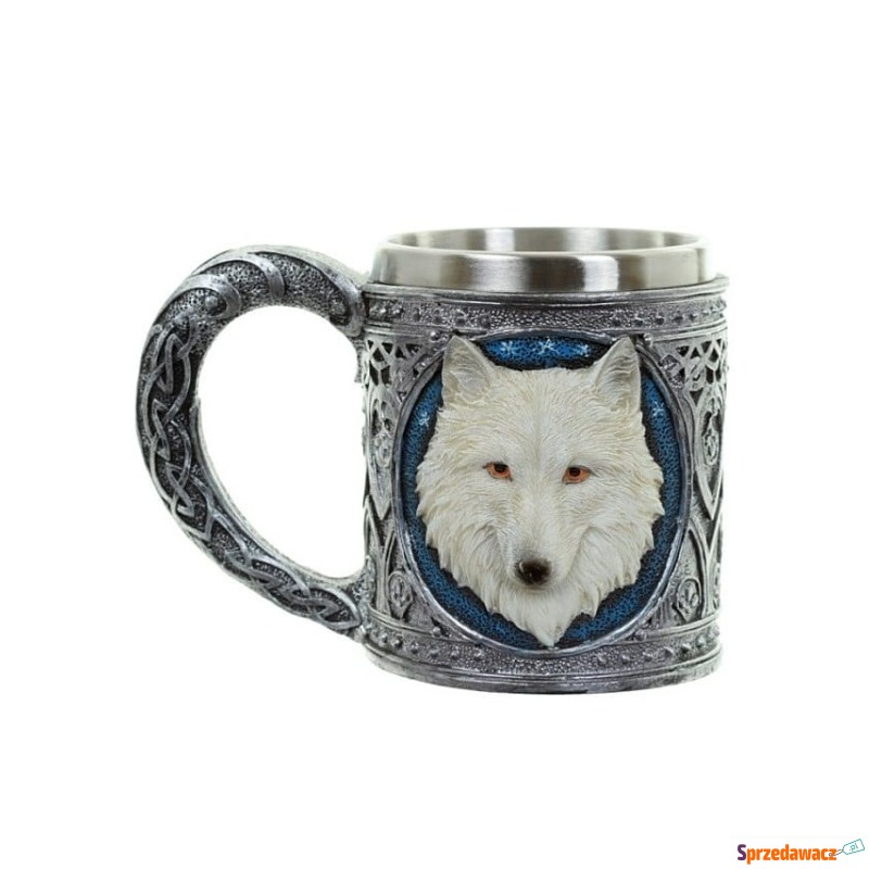 Kufel biały wilk - kufel dekoracyjny z wilkiem - Pozostałe naczynia - Jawor