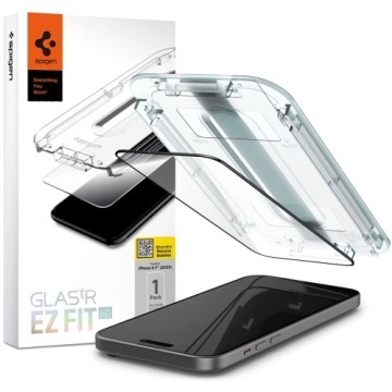 Szkło do etui + Aplikator Spigen Glas.tR EZ Fit FC 1-Pack do iPhone 15 Plus, z czarną ramką