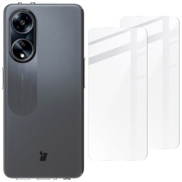 Etui + 2x szkło Bizon Case Clear Pack do Oppo A98 5G, przezroczyste