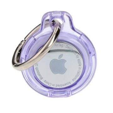 Etui Bizon Case Locator Keychain do Apple AirTag, przezroczysto-fioletowe